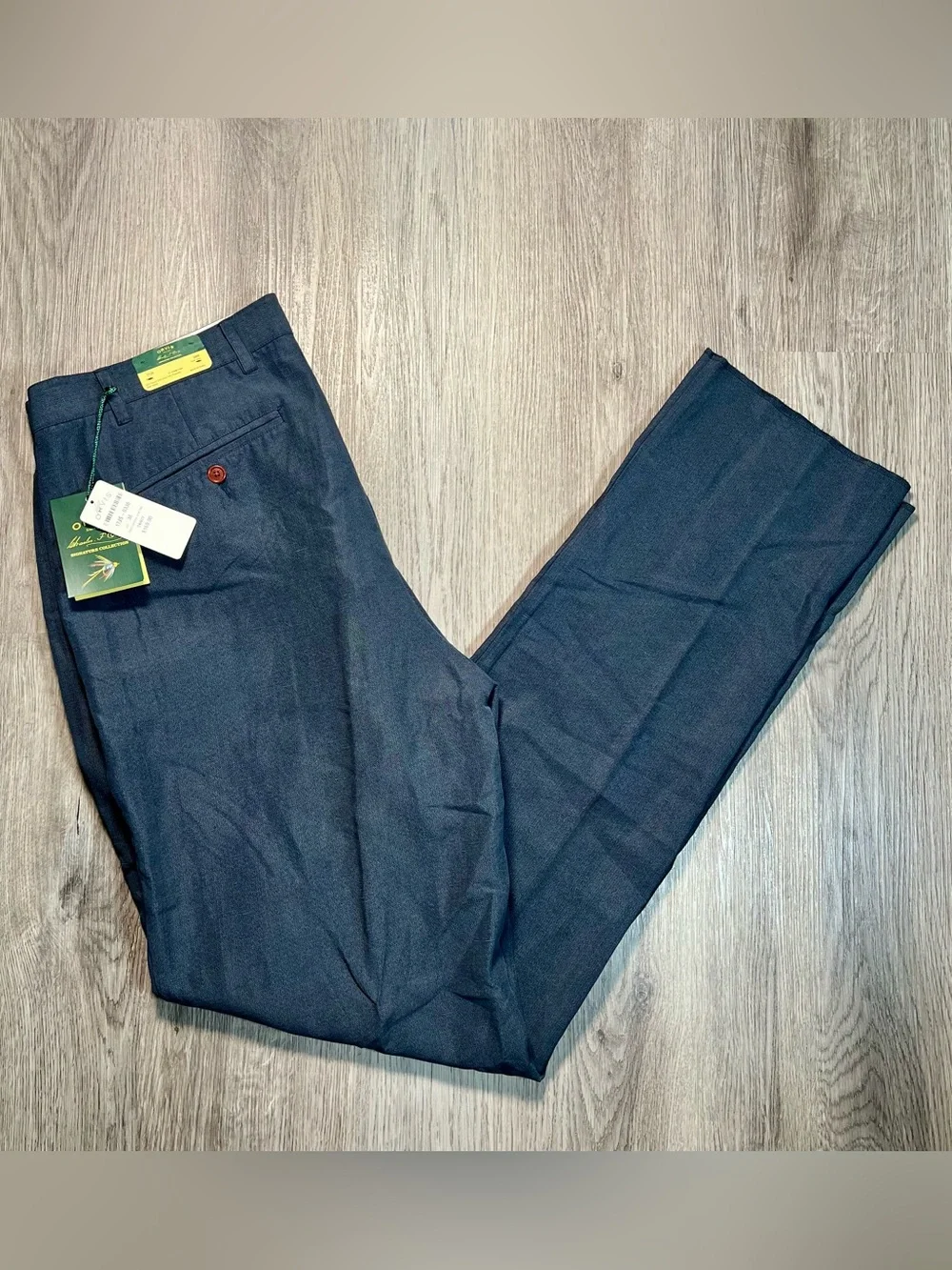Orvis Signature Collection Men's Tencel Linen Pleated Trousers Pants 38 Raw Hem